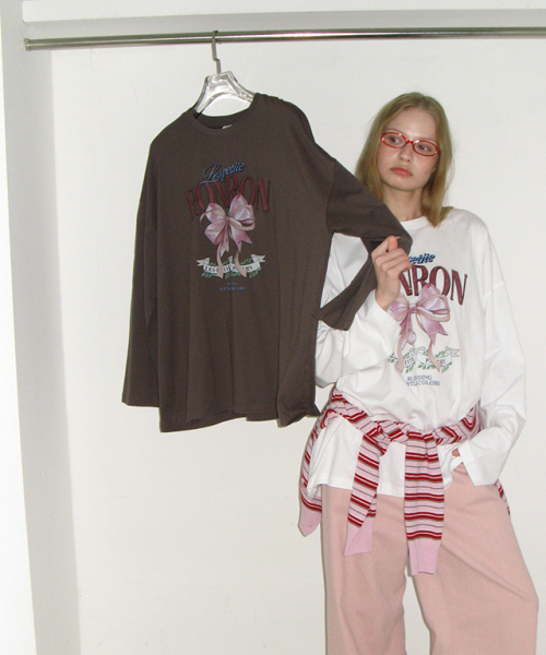 VINTAGE DOUBLE RIBBON LONG SLEEVE CHARCOAL