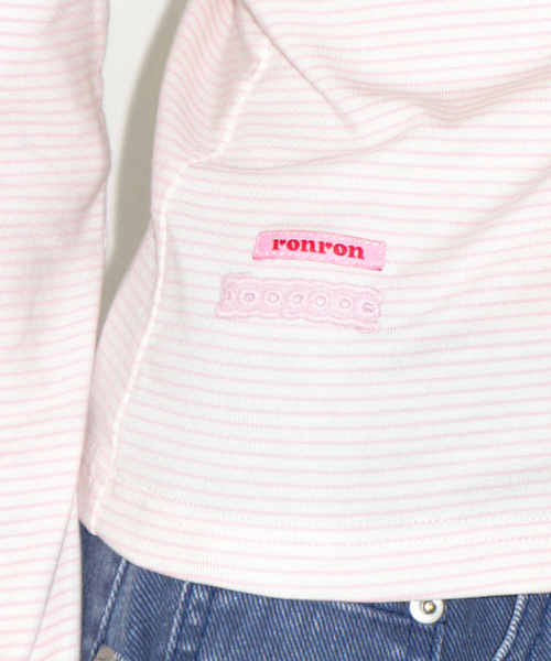 SOFT MINI LABEL LONG SLEEVE PINK STRIPE
