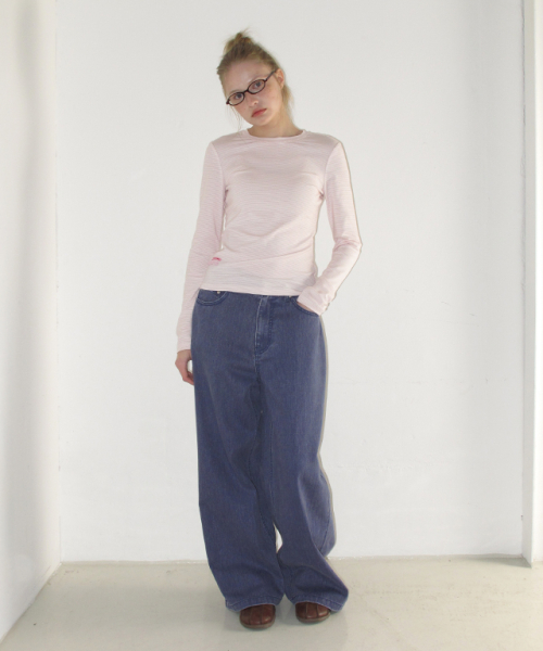 SOFT MINI LABEL LONG SLEEVE PINK STRIPE