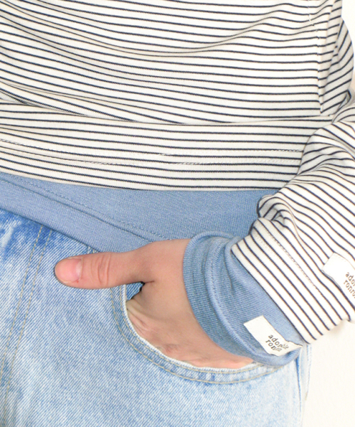 SOFT MINI LABEL LONG SLEEVE BLACK STRIPE