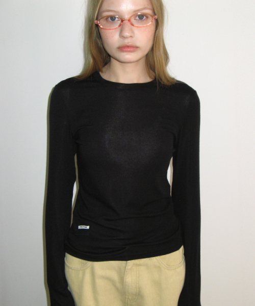 SOFT MINI LABEL LONG SLEEVE BLACK