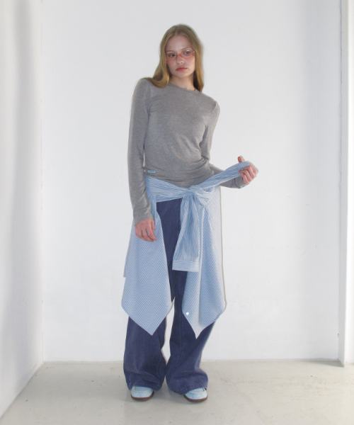 SOFT MINI LABEL LONG SLEEVE GREY