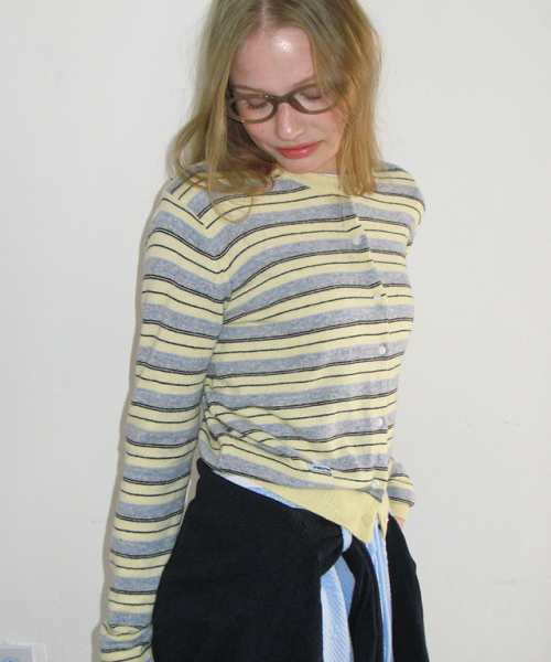 SOFT DAYS KNIT CARDIGAN YELLOW STRIPE