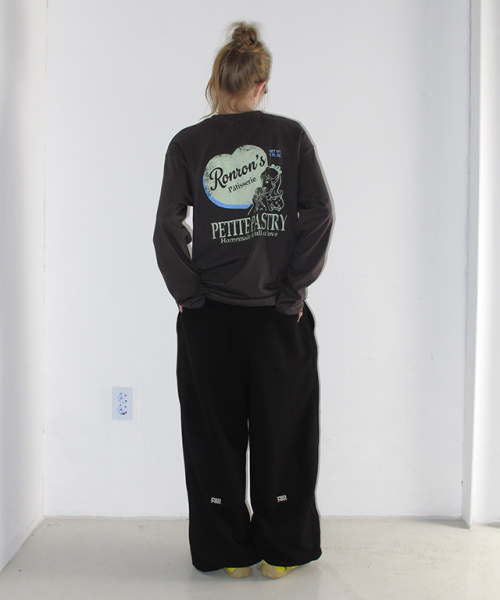 SUBTLE LOGO WIDE SWEAT PANTS BLACK