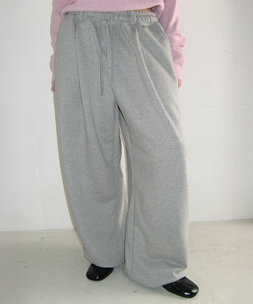 SUBTLE LOGO WIDE SWEAT PANTS GREY