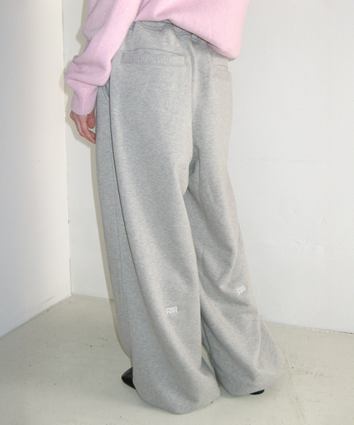 SUBTLE LOGO WIDE SWEAT PANTS GREY