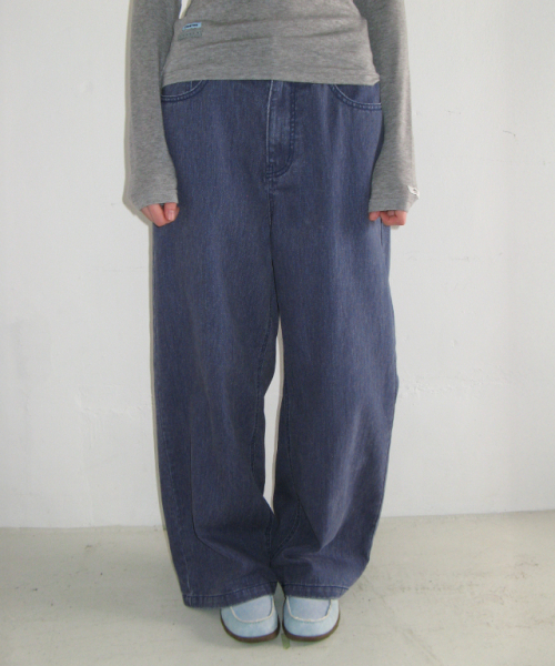 SOFT PIGMENT WIDE DENIM PANTS DEEP BLUE