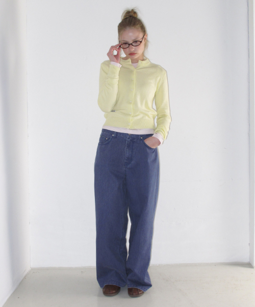 SOFT PIGMENT WIDE DENIM PANTS DEEP BLUE