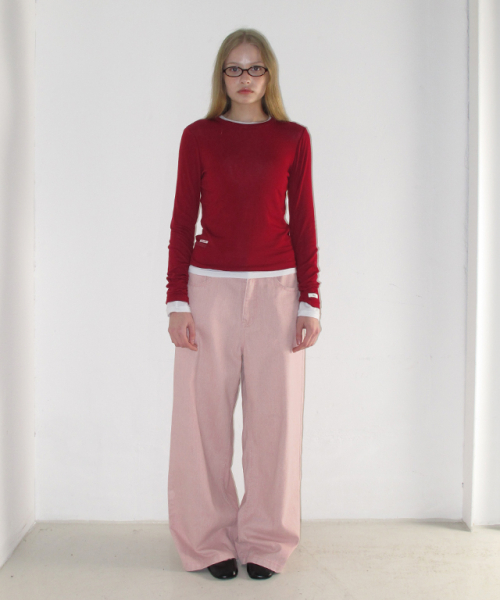SOFT PIGMENT WIDE DENIM PANTS PINK