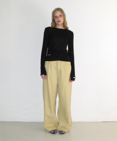 SOFT PIGMENT WIDE DENIM PANTS YELLOW