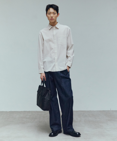 [Cross bag available]Black nylon brief bag