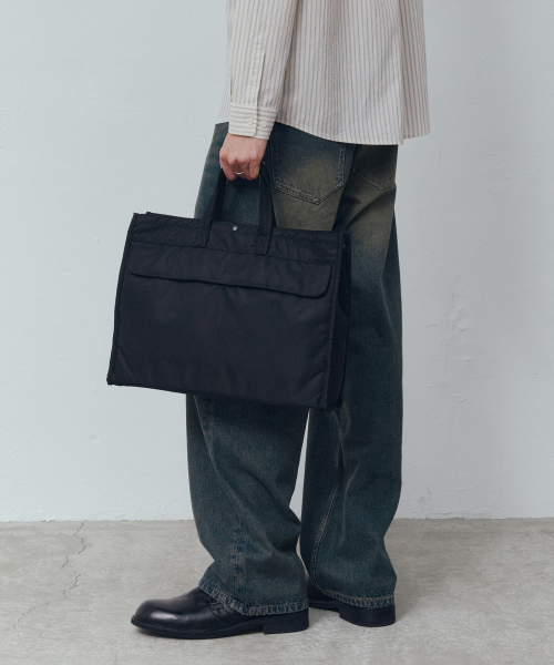 [Cross bag available]Black nylon brief bag