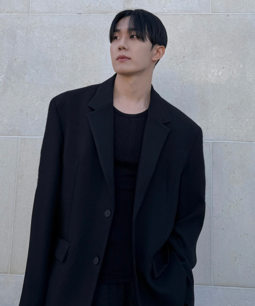 [COUTURE]Oversized-fit twill minimal jacket