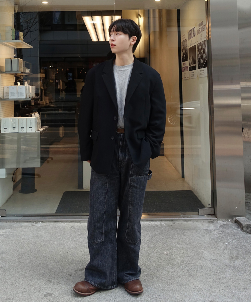 [COUTURE]Oversized-fit twill minimal jacket