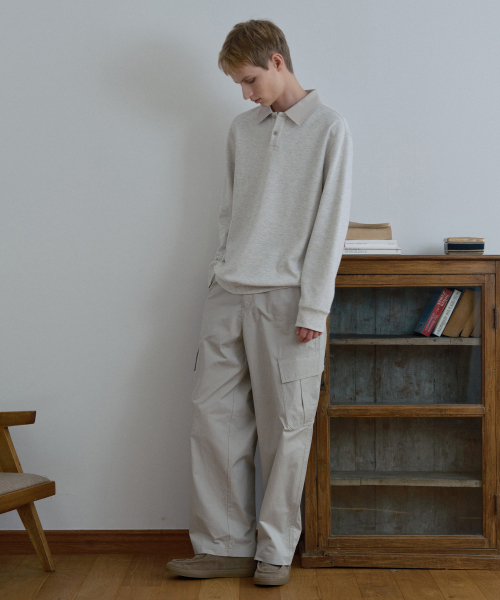 Twill Collar Oversized Fit Sweatshirt