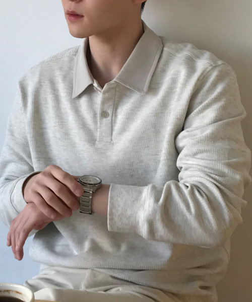 Twill Collar Oversized Fit Sweatshirt