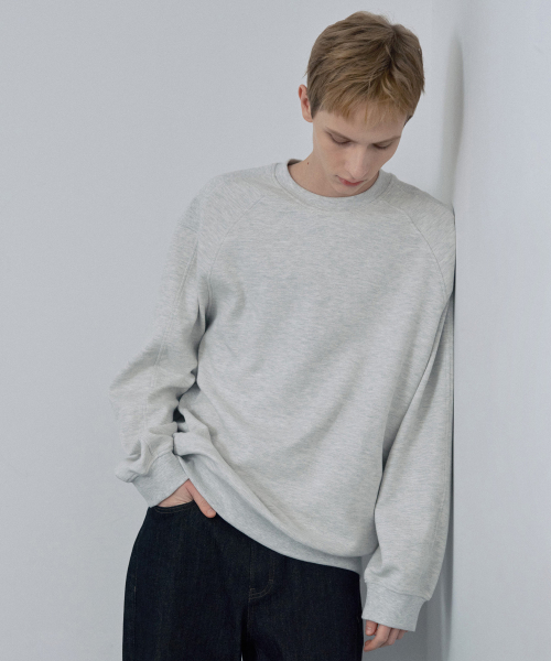 Diagonal oversized fit oatmeal sweatshirt