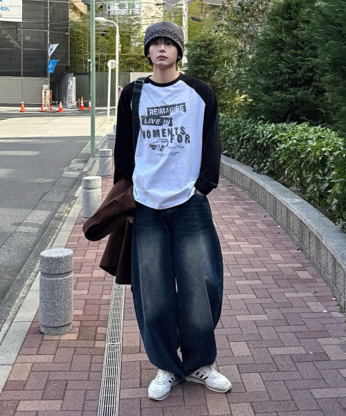 Raglan Oversized Fit Long-Sleeved T-Shirt - 2color