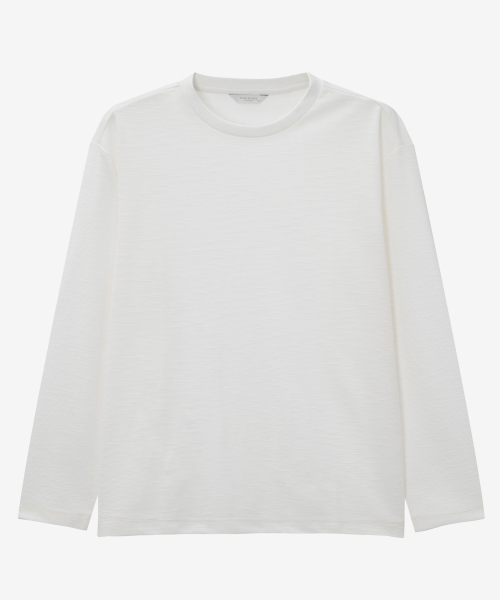 Sakariva Slub Round Long Sleeve T-Shirt - 2color