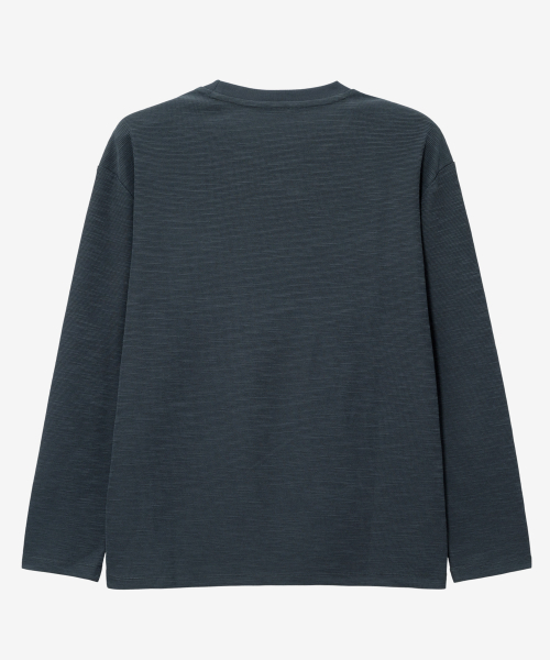 Sakariva Slub Round Long Sleeve T-Shirt - 2color