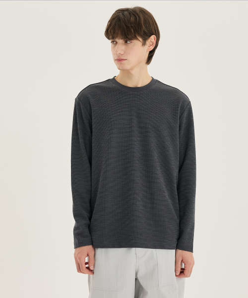 Sakariva Slub Round Long Sleeve T-Shirt - 2color