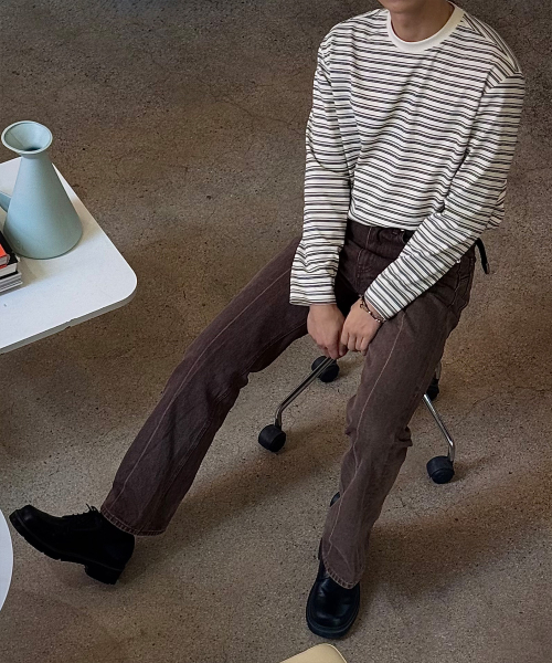 striped overfit long-sleeved T-shirt
