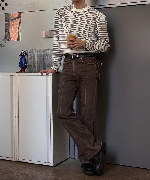 striped overfit long-sleeved T-shirt