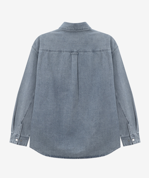 washed light indigo denim outer shirt
