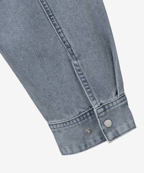 washed light indigo denim outer shirt