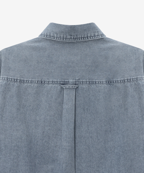 washed light indigo denim outer shirt