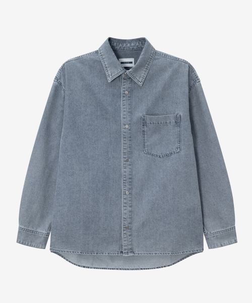 washed light indigo denim outer shirt