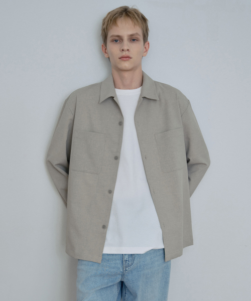 Tissue deformation pocket outer shirt - 2color