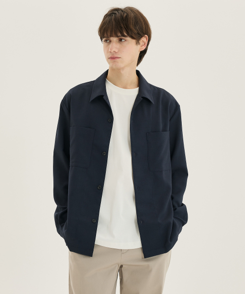 Tissue deformation pocket outer shirt - 2color