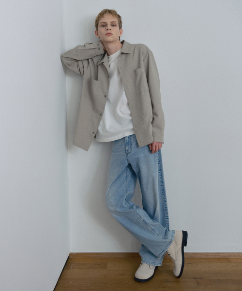 Tissue deformation pocket outer shirt - 2color