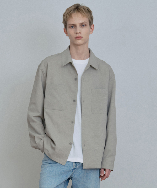 Tissue deformation pocket outer shirt - 2color