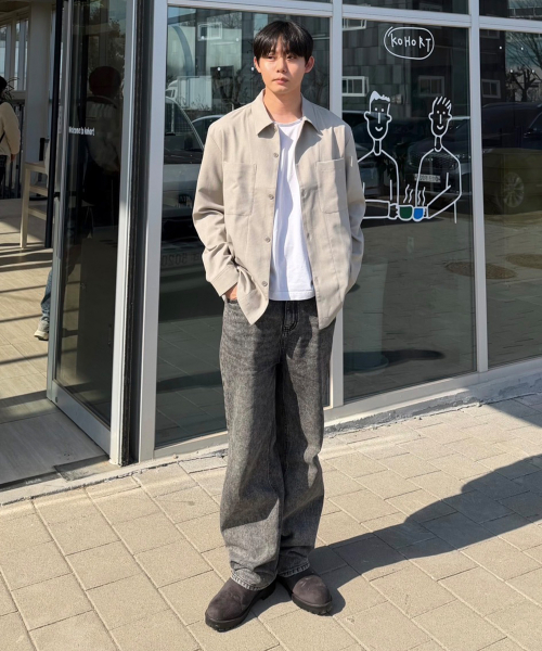 Tissue deformation pocket outer shirt - 2color