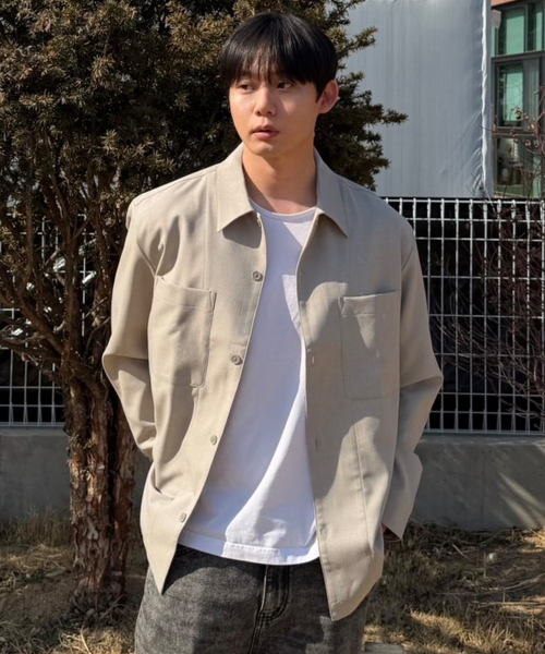 Tissue deformation pocket outer shirt - 2color