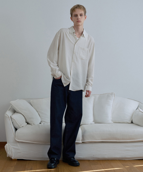 [COUTURE]Stripe Overfit Daily Shirt - 2color