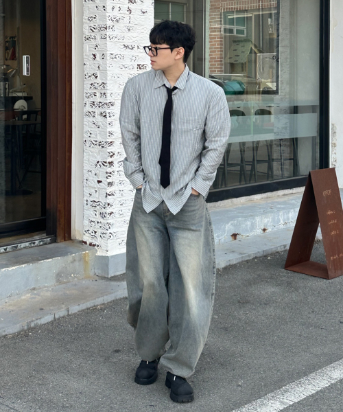 [COUTURE]Stripe Overfit Daily Shirt - 2color