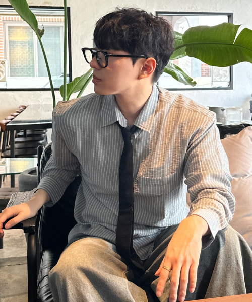 [COUTURE]Stripe Overfit Daily Shirt - 2color