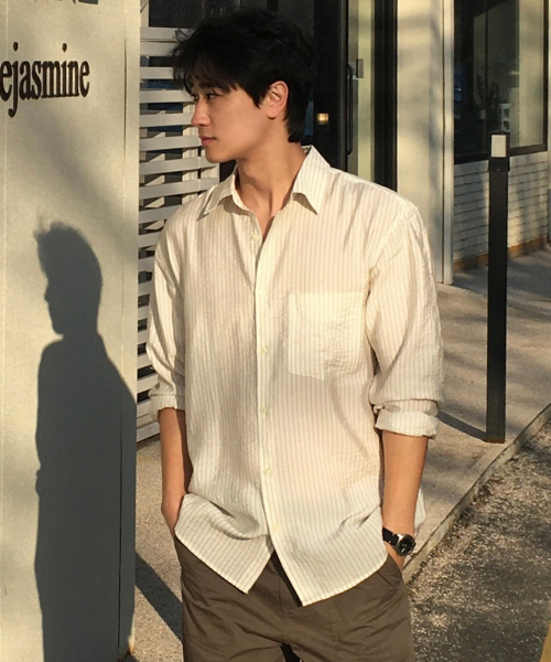 [COUTURE]Stripe Overfit Daily Shirt - 2color