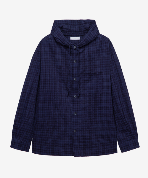 Checkered Overfit Hooded Shirt - 2color