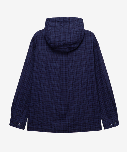 Checkered Overfit Hooded Shirt - 2color