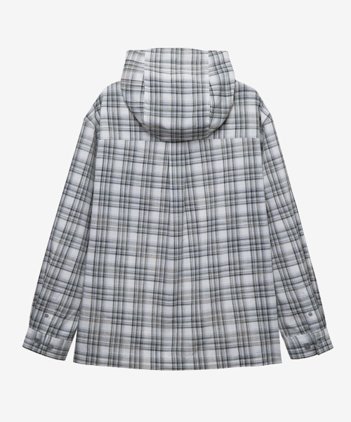 Checkered Overfit Hooded Shirt - 2color