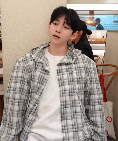 Checkered Overfit Hooded Shirt - 2color