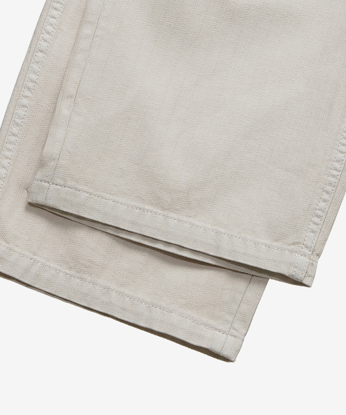 Semi-wide denim like full banding cream pants