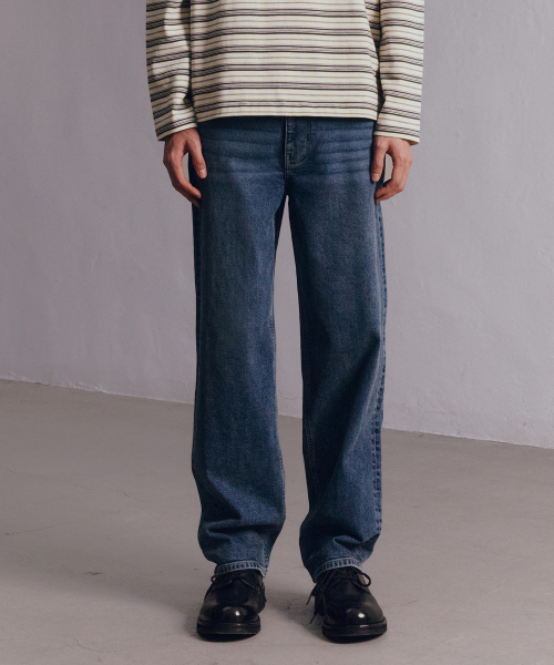 straight medium blue denim pants_DI