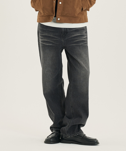 wide gray denim pants