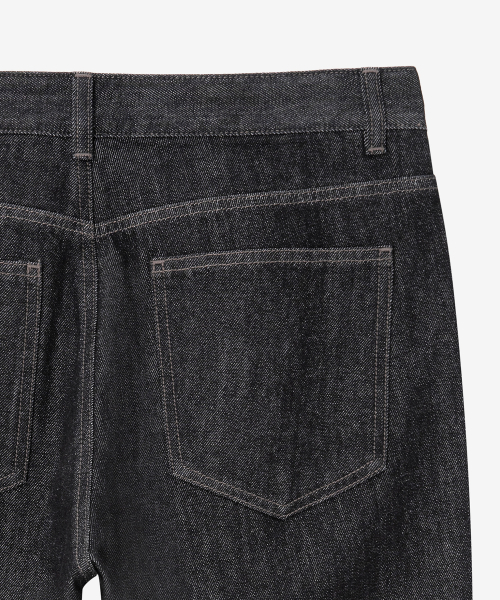 Wide Black Raw Denim Pants
