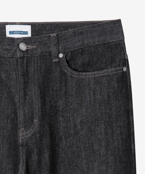 Wide Black Raw Denim Pants